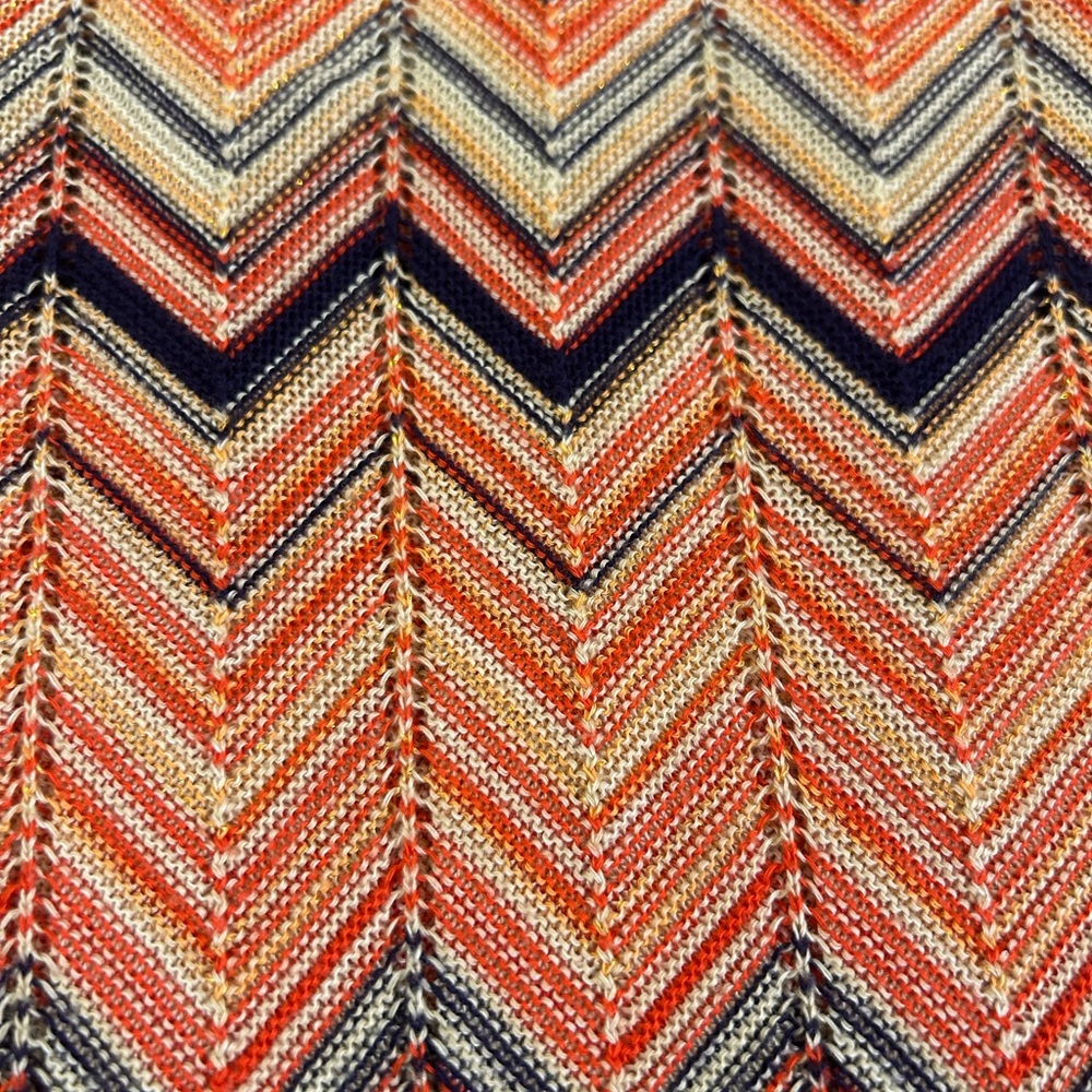 VTG 90s OUTBACK RED The Limited Chevron Knit Sweater L Metallic Retro Navy Ornge - Picture 9 of 13